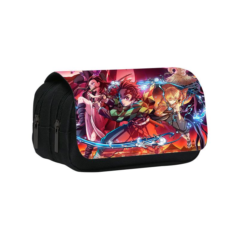 Astuccio a Doppio Strato Kimetsu No Yaiba 22cm/8.7inch Borsa Portapenne Scolastica per Studenti Ampio Spazio Astuccio per Studenti Regalo Scolastico