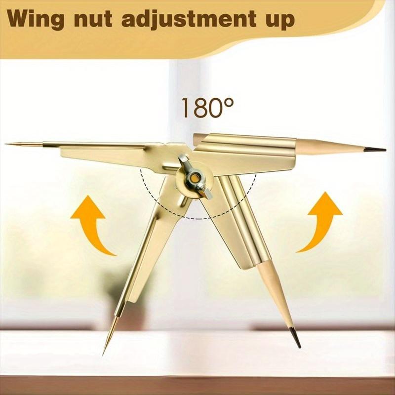 1pc Metal Scriber Compass, 180° Adjustable Wing Nut, Precision Woodworking Circle Scribing Tool for Drawing and Marking