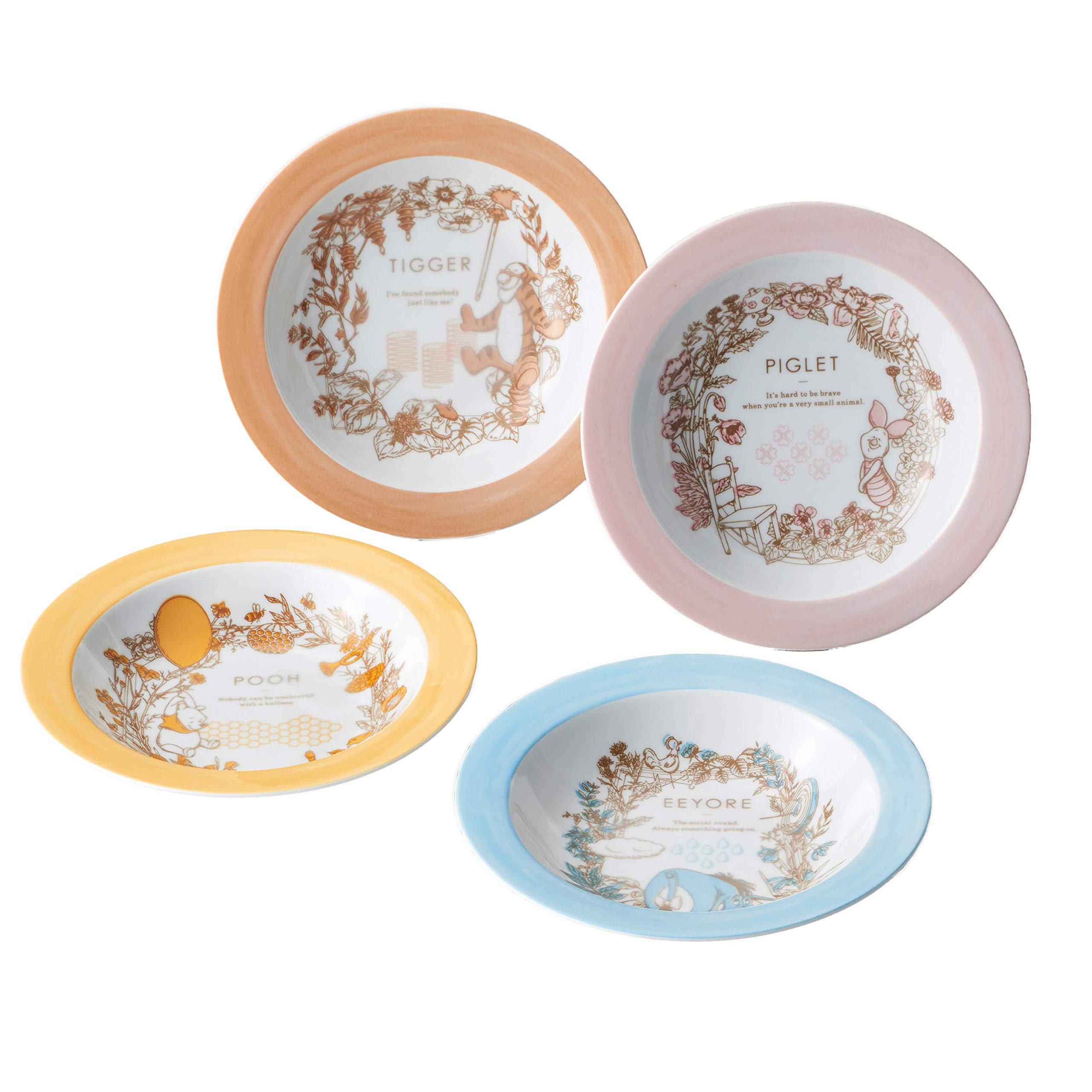 

Sango Toki Disney Winnie the Pooh Botanical Art Pasta Plate Made in Set, Japan, 3529-02