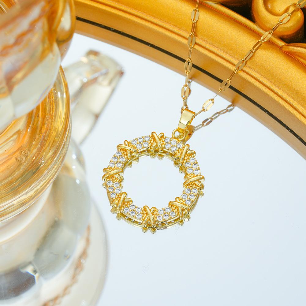 Fully Diamond Donut Jewelry New Niche Light Luxury Temperament Necklace