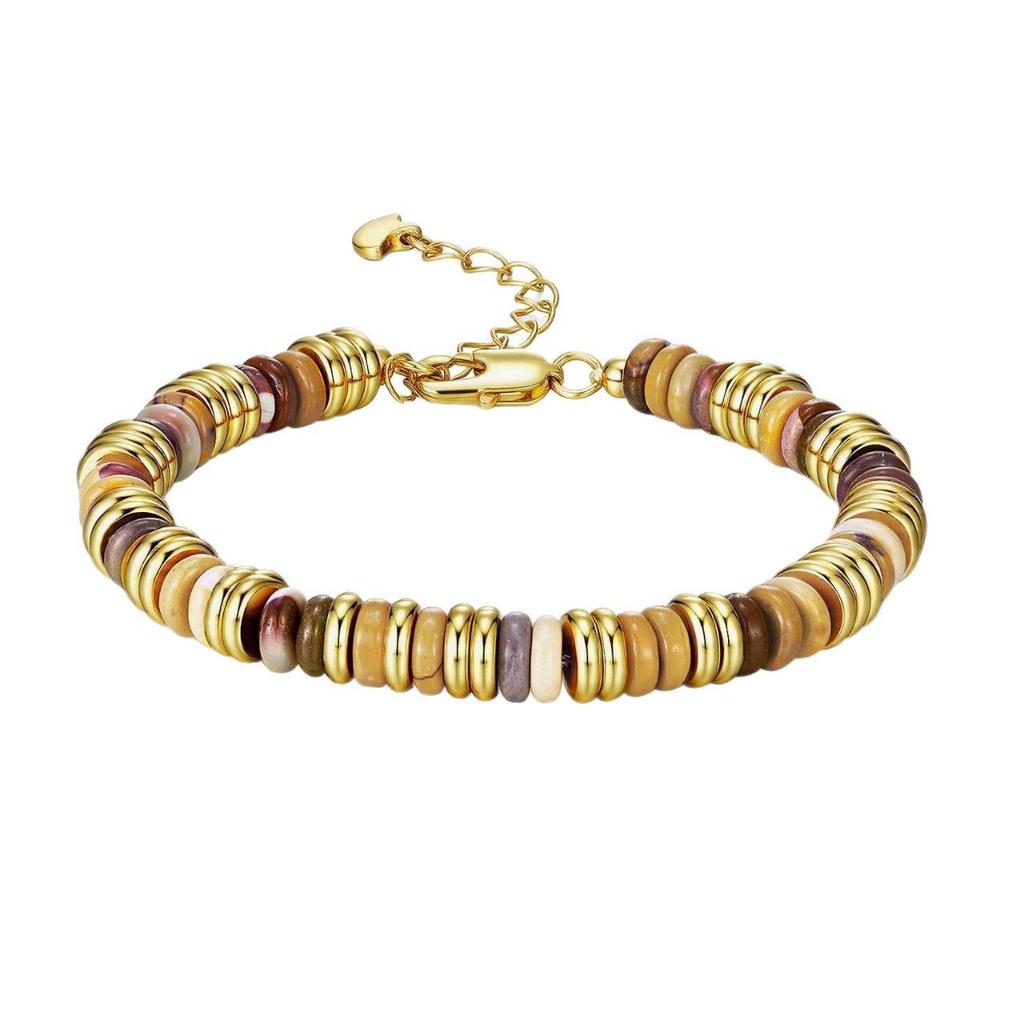 Bohemian Style Colorful Natural Stone Beaded Disc Bracelet For Women