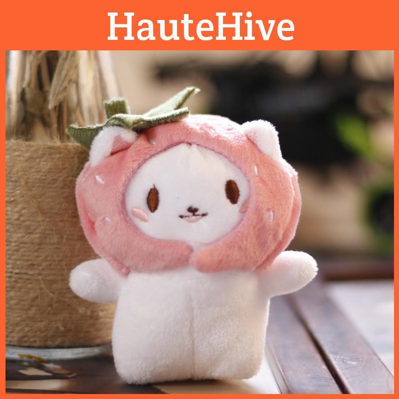Adorable Plush Cat Toy With Cute Taiyaki Headgear Keychain Charm For Bags 12cm