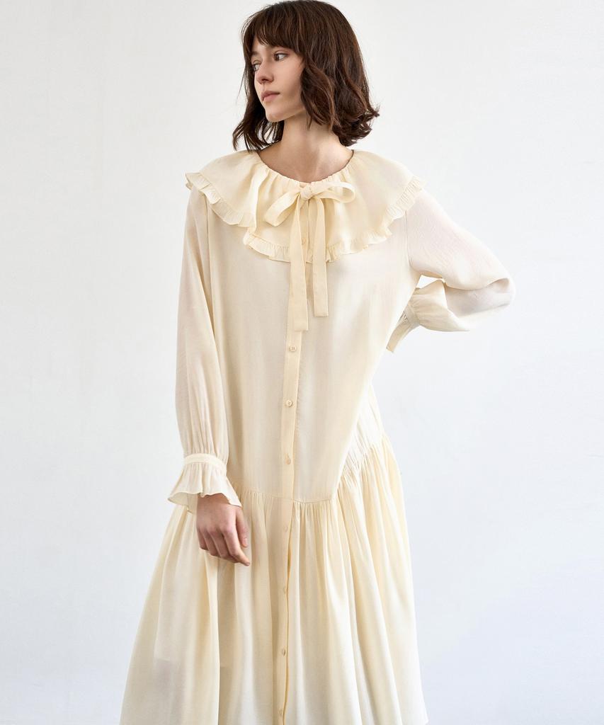 MITTE Sailor Ruffle Collor Dress_Cream