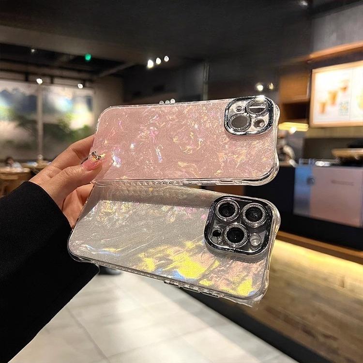 Applicable To IApple 16proMax Full Inclusive Shell Pattern Mobile Phone Case IPhone 15 Flash Powder Four Corner Anti Fall Protection Case