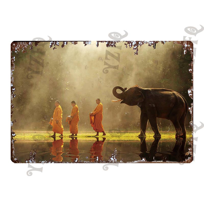 Vintage Thailand Travel Poster Tuktuk Car Taxi  Thai Elephant Metal Sign  Wall Bar Restaurant Home  Craft Decor 30X20CM DU-4682A
