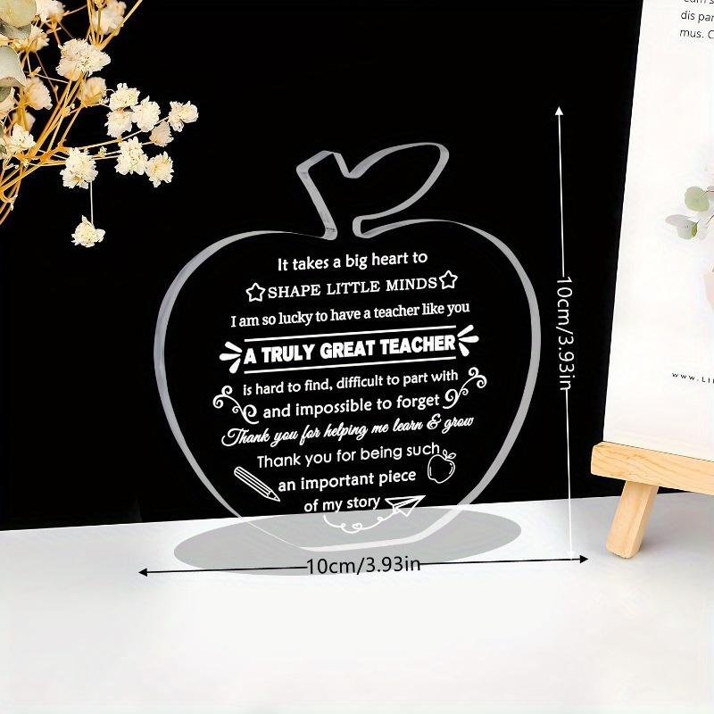 2D Flat Personalized Acrylic Apple Teacher Gift Plaque, Suitable for wall decoration, porch, room, villa, accents Home, Hallway, or Workplace - Rustic