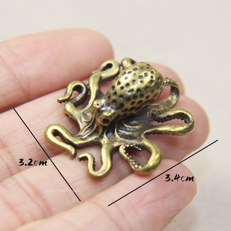Brass Octopus Home Decoration Copper Animal Figurines Miniatures Home Desk Ornament Accessories Creative Table Tea Pets Craft