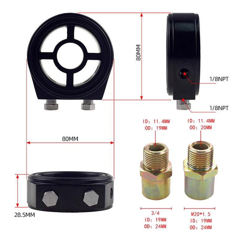 Adaptateur Sandwich pour Refroidisseur de Filtre à Huile M20*1.5 et 3/4-16 Kit Adaptateur Universel pour Capteur de Pression et Température d'Huile Avec Connecteurs