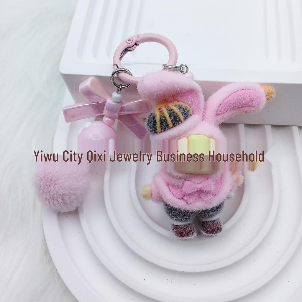 Flocked King Doll 3-Year-Old Cartoon Keychain Ornament - Cute Pendant Accessories for Bags