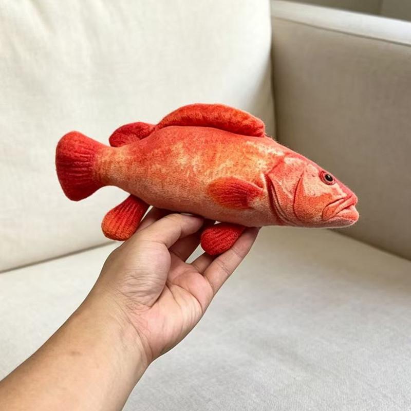 Simulation Grouper Stuffed Plush Doll Realistic Print Sea Fish Pillow Soft Cushion Home Sofa Decor Creative Gift for Fisherman