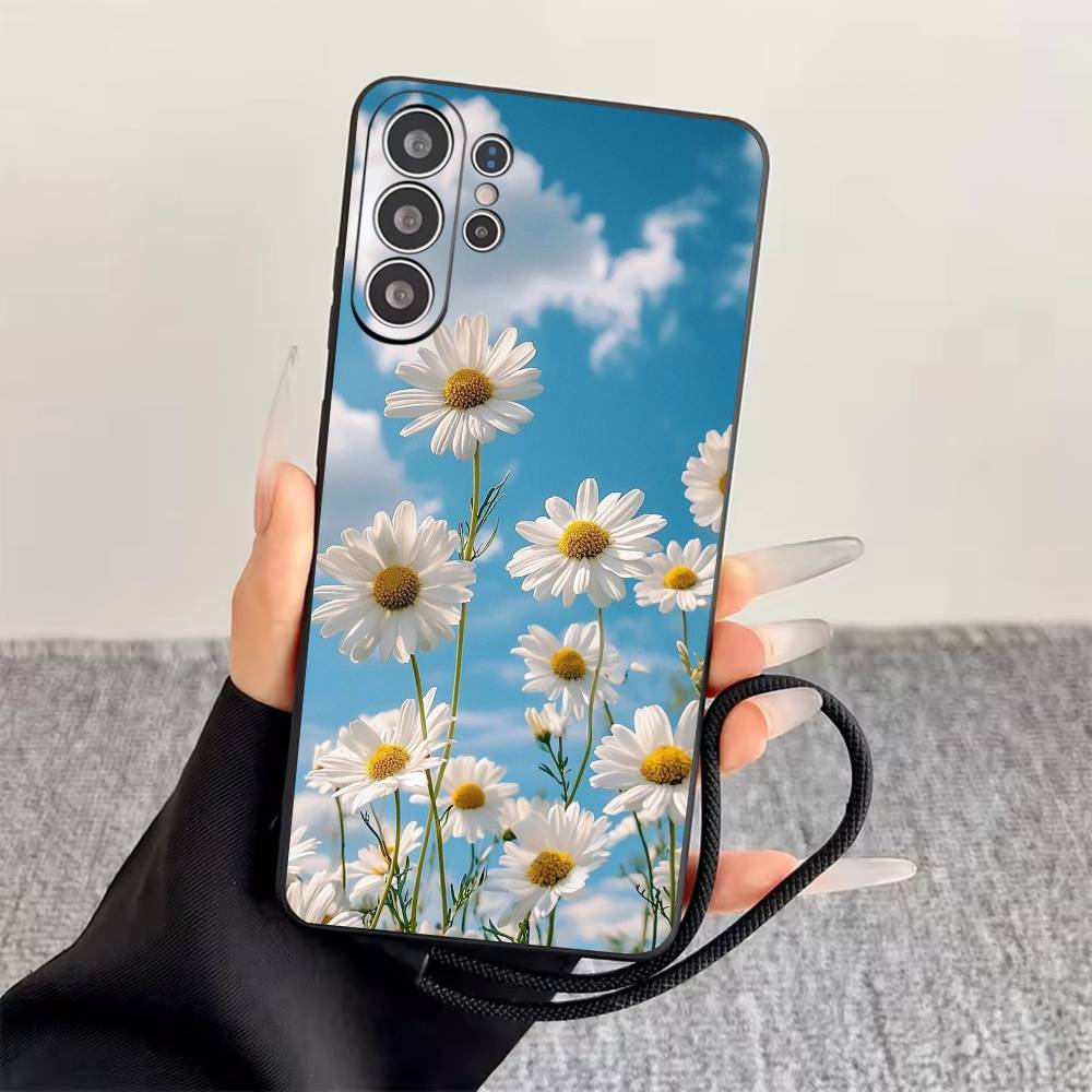 

little daisy Phone Case Black Silicone Soft For Samsung S25,S24,S21,S22,S23,S30,Ultra,S20,Plus,Fe,Lite Samsung S22ULTRA5G