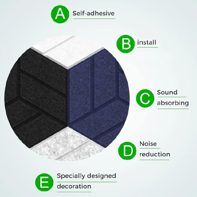 Set of 12 Soundproof Foam Tiles Hexagonal Self Adhesive Wall Panel Polyester Soundproof Wall Panel Soundproof Foam Panel