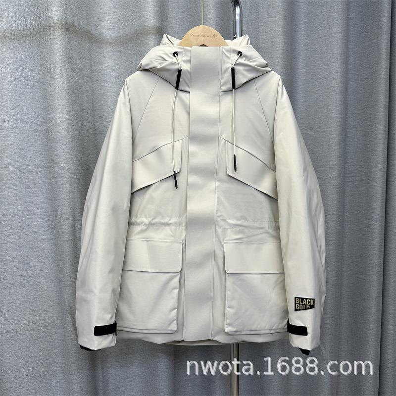 Black gold medium and long wind shell down jacket women's outdoor magnet buckle pie to overcome trench coat waist jacket