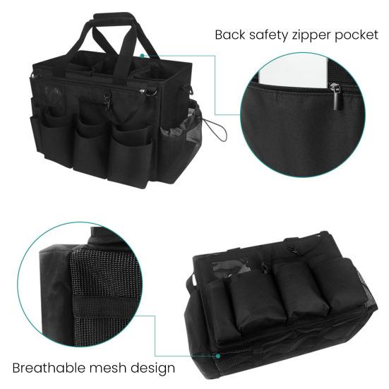 Tool Storage Bag with High-Density Nylon Waterproof Base Multiple Compartments Padded Shoulder Strap Tool Storage Pouch