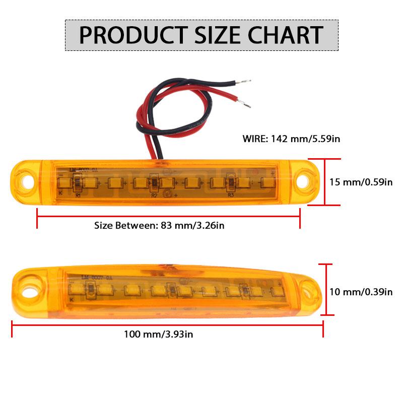 

2 шт. 12 В/24 В 9 светодиодов боковой габаритный фонарь для грузовика и прицепа, автомобильный сигнальный тормоз, задний предупреждающий фонарь, габаритный фонарь, стояночный фонарь 24V