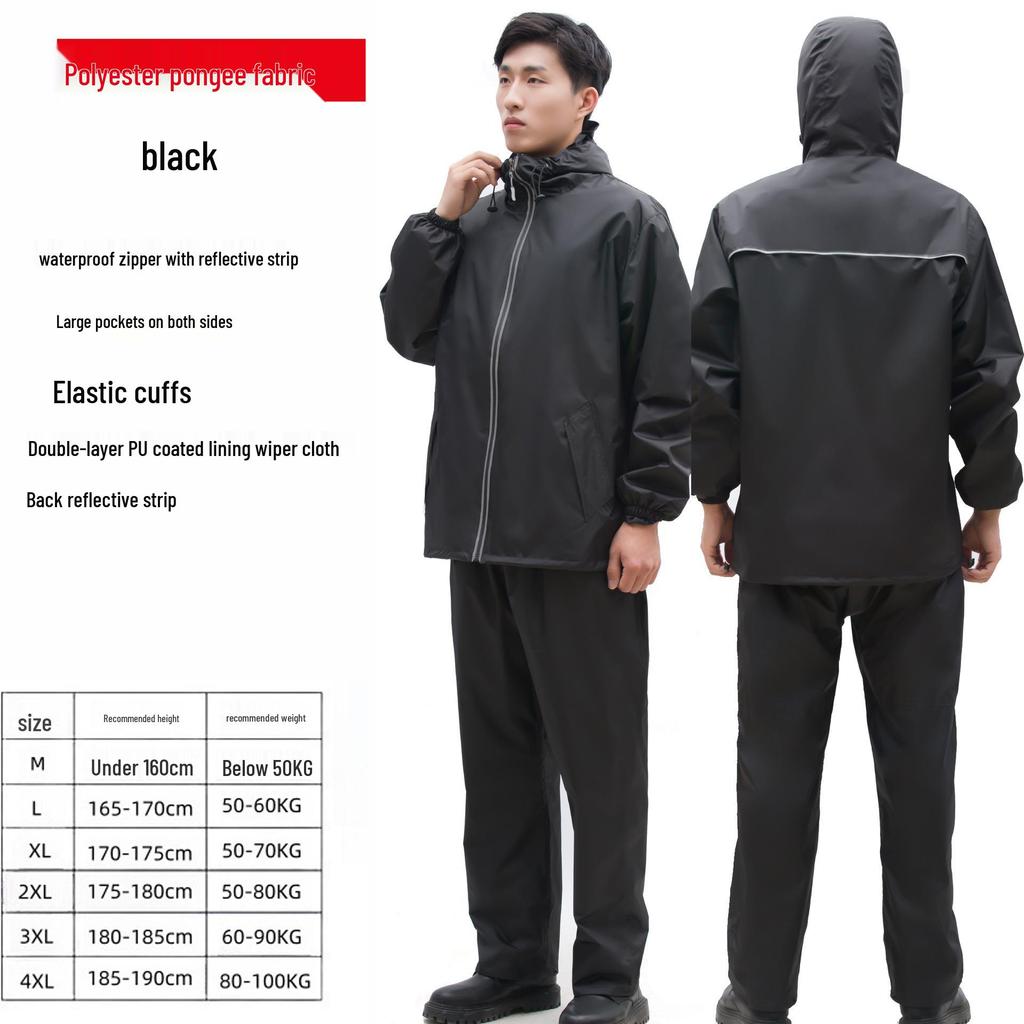 Reflective Raincoat and Pants Set for Electric Motorcycle Riding