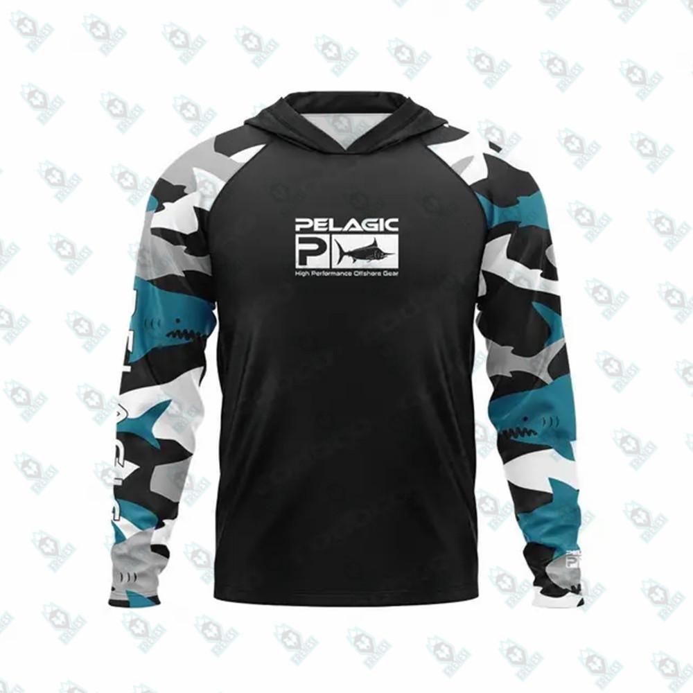 Cross-border Pelagic hooded fishing suit outdoor summer long-sleeved sunscreen T-shirt quick-drying breathable luya fishing suit XXS