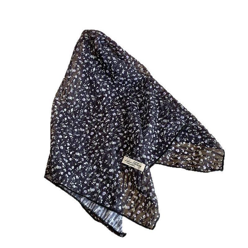 Ladies silk scarf square scarf high-end printing small scarf streamer decorative neck silk scarf waist fart curtain