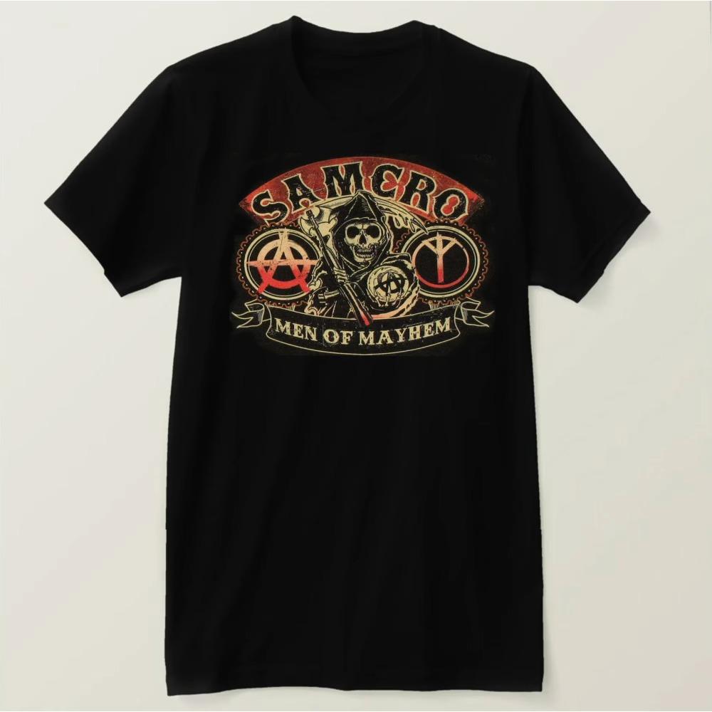 SAMCRO Men of Mayhem. - Retro SOA Grim Reaper Symbols T-Shirt Summer Cotton Short Sleeve O-Neck Men's T Shirt New S-3XL