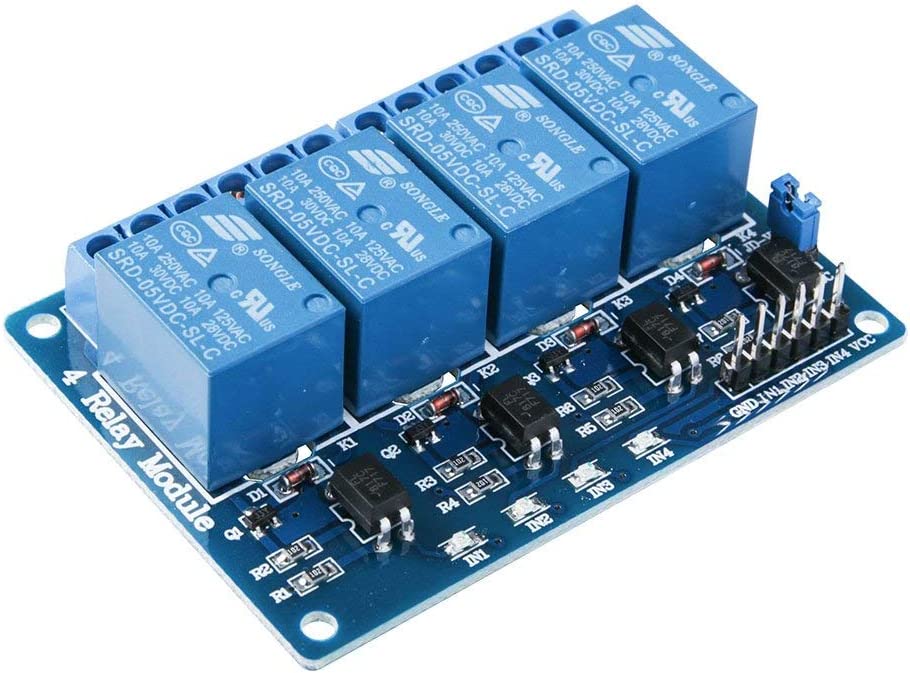 4-Channel 5V Relay Module | Compatible with UNO R3, Mega 1280, DSP ARM, PIC AVR, Raspberry Pi | Status LEDs | High Power Control