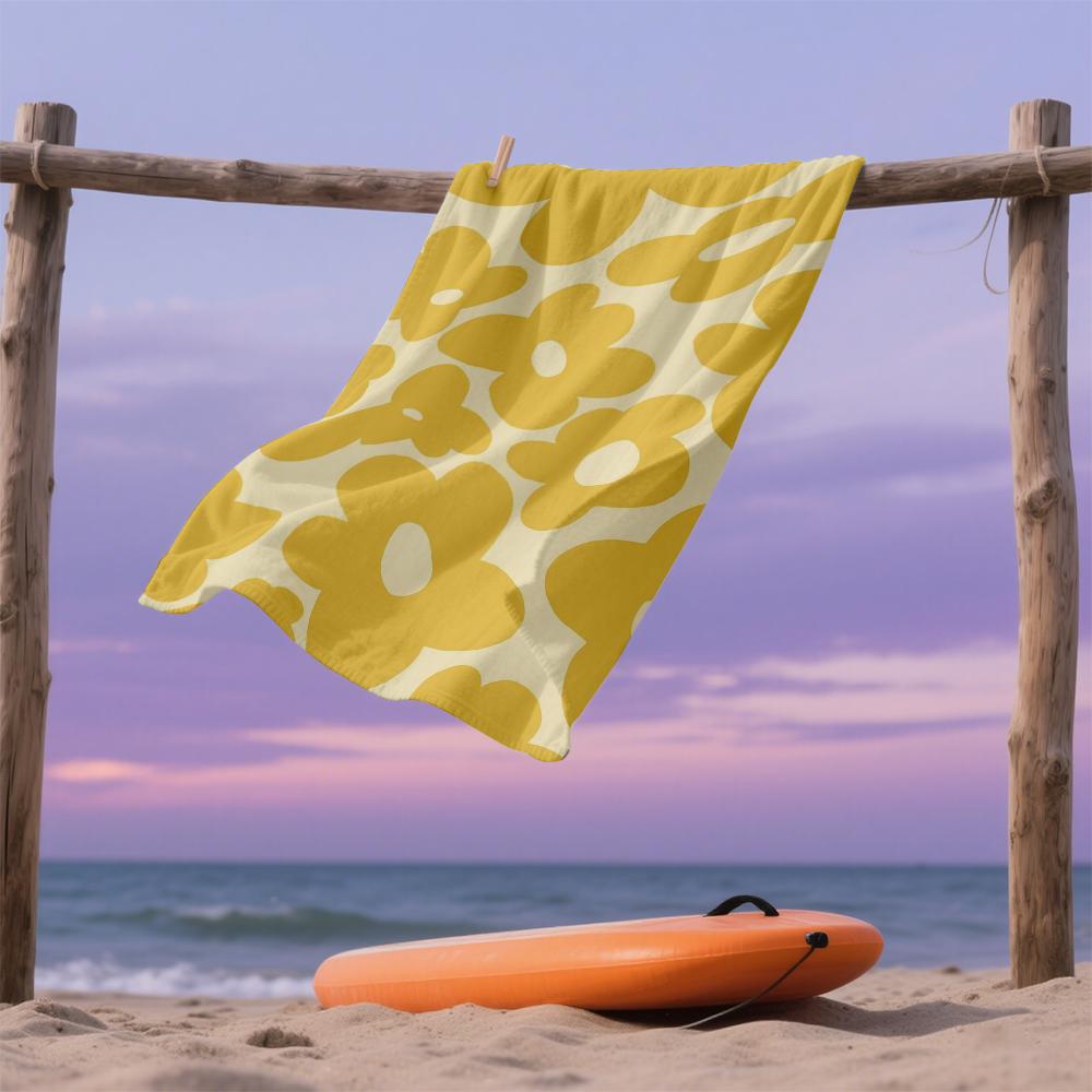 Yellow Blossoms Oversized Microfiber Beach Towel Sand Proof Quick Dry, Absorbent for Swimming Pool Travel Camping
