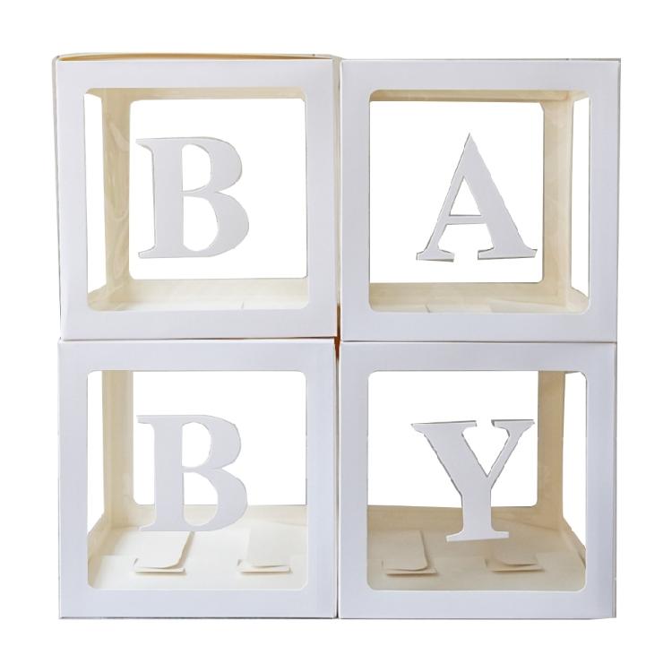 Set of 4 Baby Boxes with Letters Wedding Birthday Party Decoration Photo Props