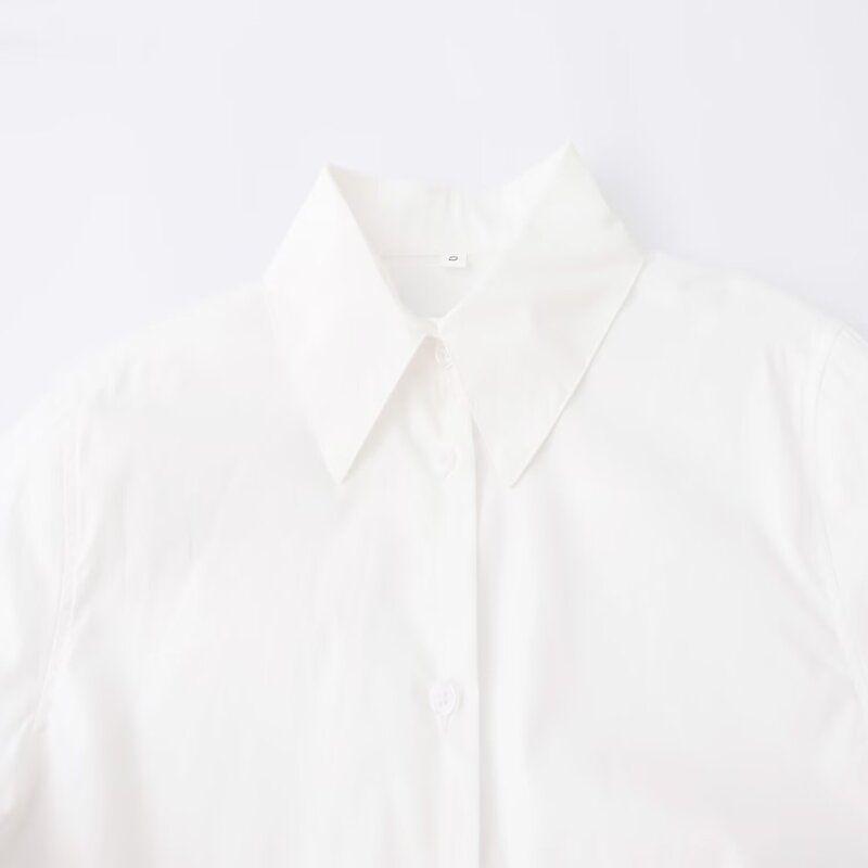 Fashion Style 2024 Fall and Winter New Women's Poplin Slim Looking Elegant All-Matching Lapel Work Clothing Shirt 8937600