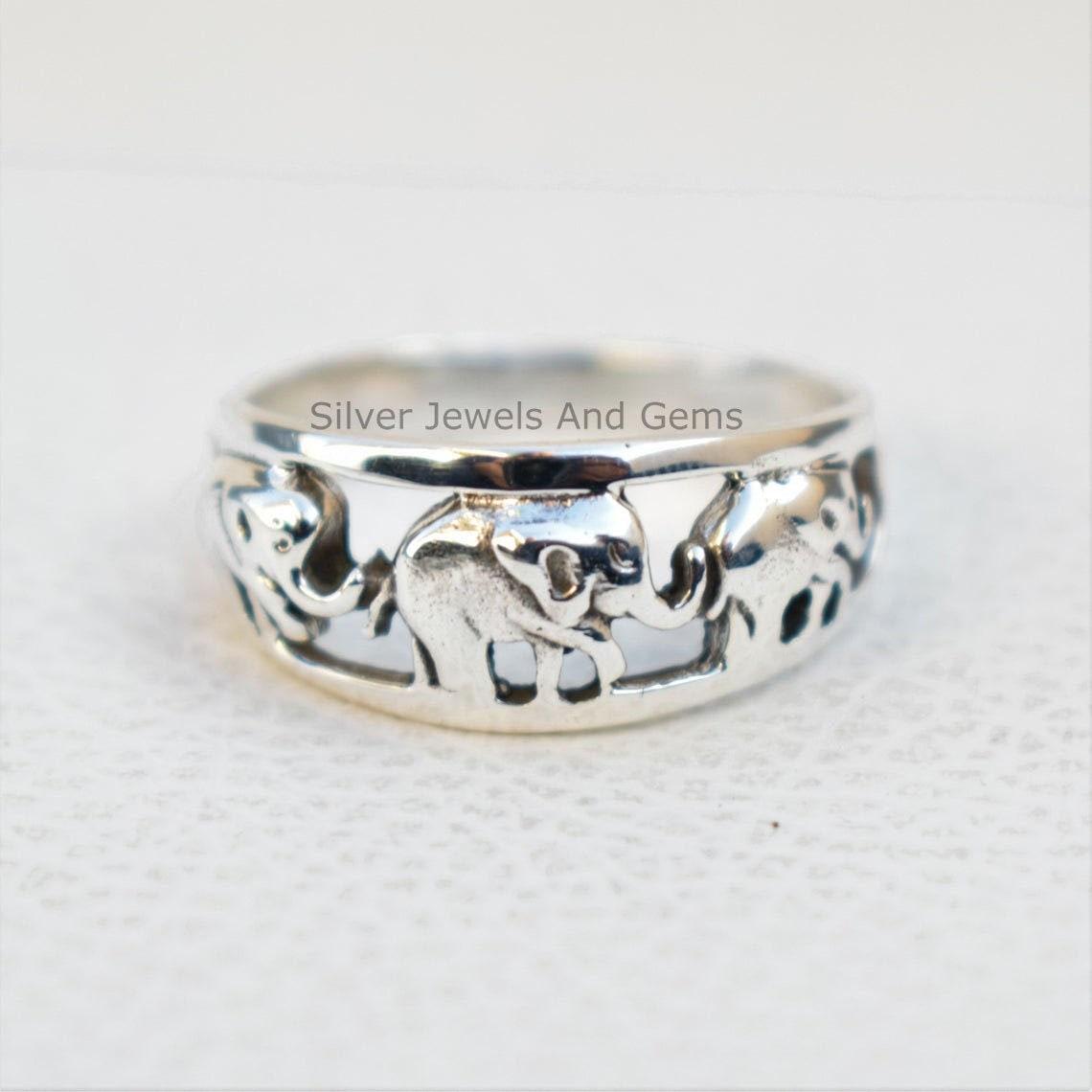 Sterlingsilber Elefantenring-Handgefertigter Silberring-925 Sterlingsilberring-Silber Elefantenring-Geschenk für sie-Designerring-Verlobungsring 4