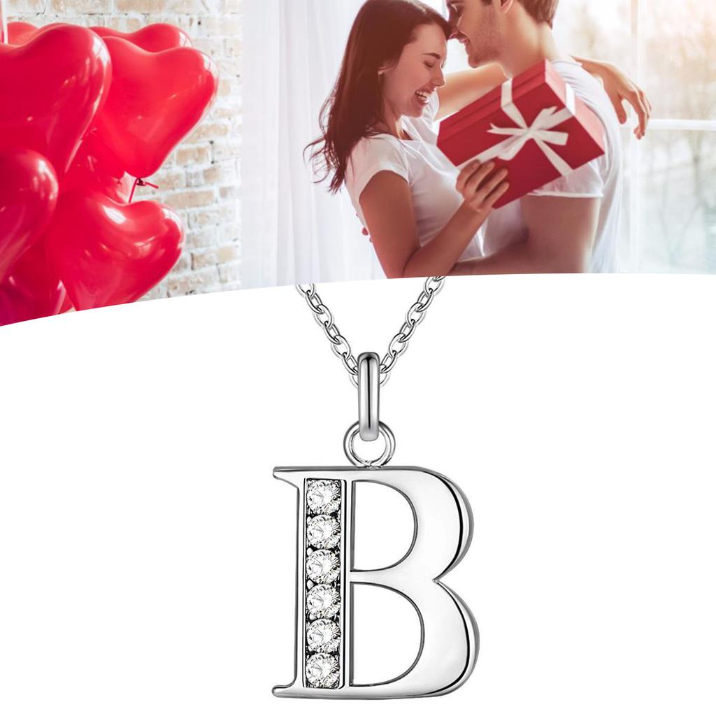 Necklace B Letter Design Fashionable Style Titanium Steel Rhinestones Jewelry Necklace for Daily Use