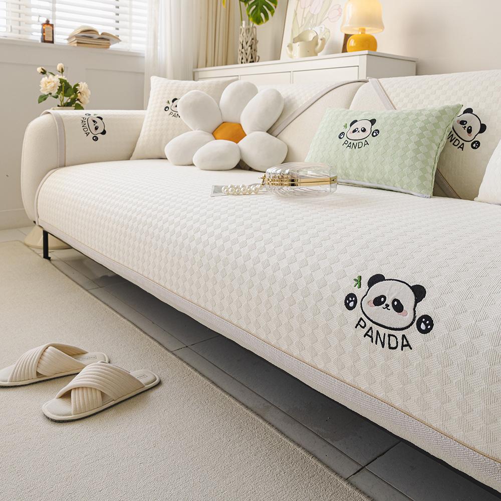 Panda  New Chenille Sofa Cushion Four Seasons Universal Cartoon Seat Cushion Fixed Non-Slip Sofa Cover Cover Cloth