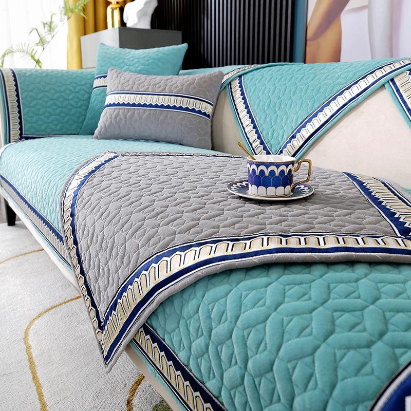 Podzimní plyšový potah na pohovku Zesílené prošívání Polštář na pohovku Moderní Jednoduché Jednobarevné popruhy Polštář na pohovku Obývací pokoj Teplý polštář