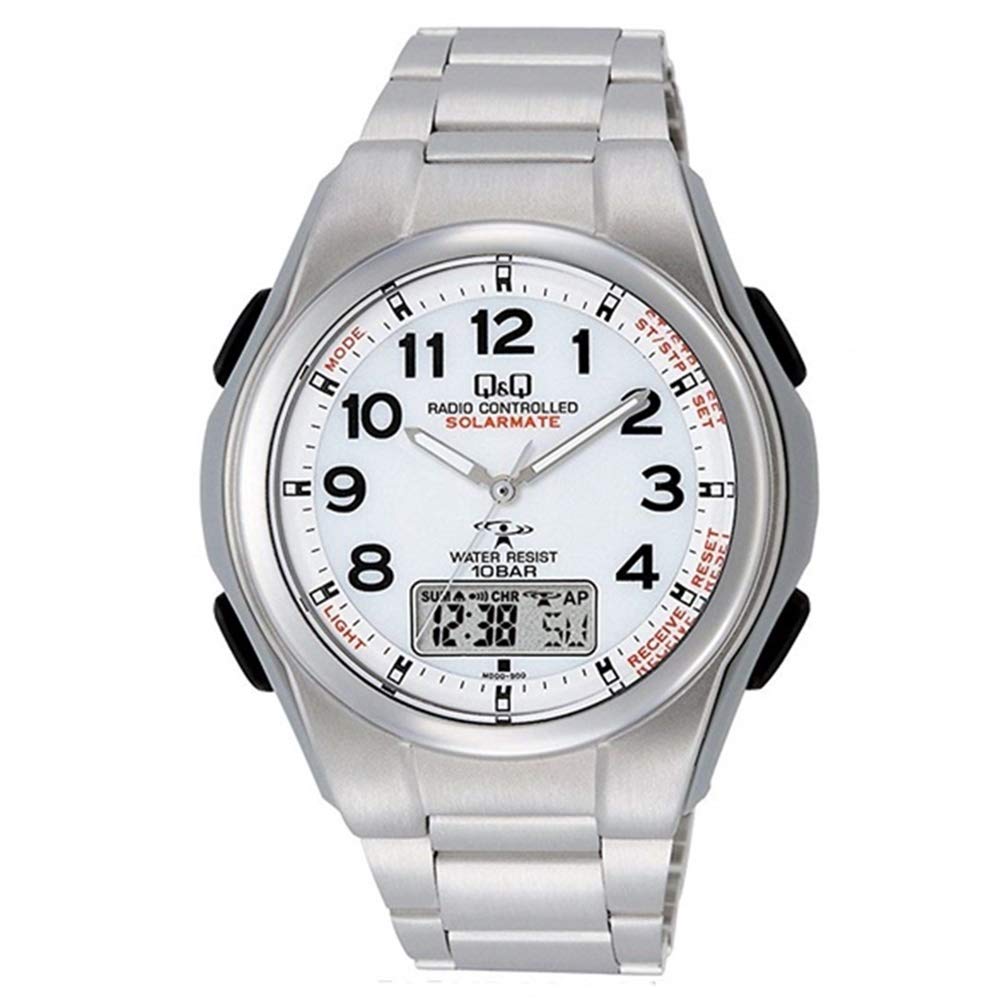 CITIZEN Solar 10 ATM Water No Battery No Time Adjustment Q&Q Men's Radio-Controlled Watch, Analog-Digital, Resistance, Replacement, Required,