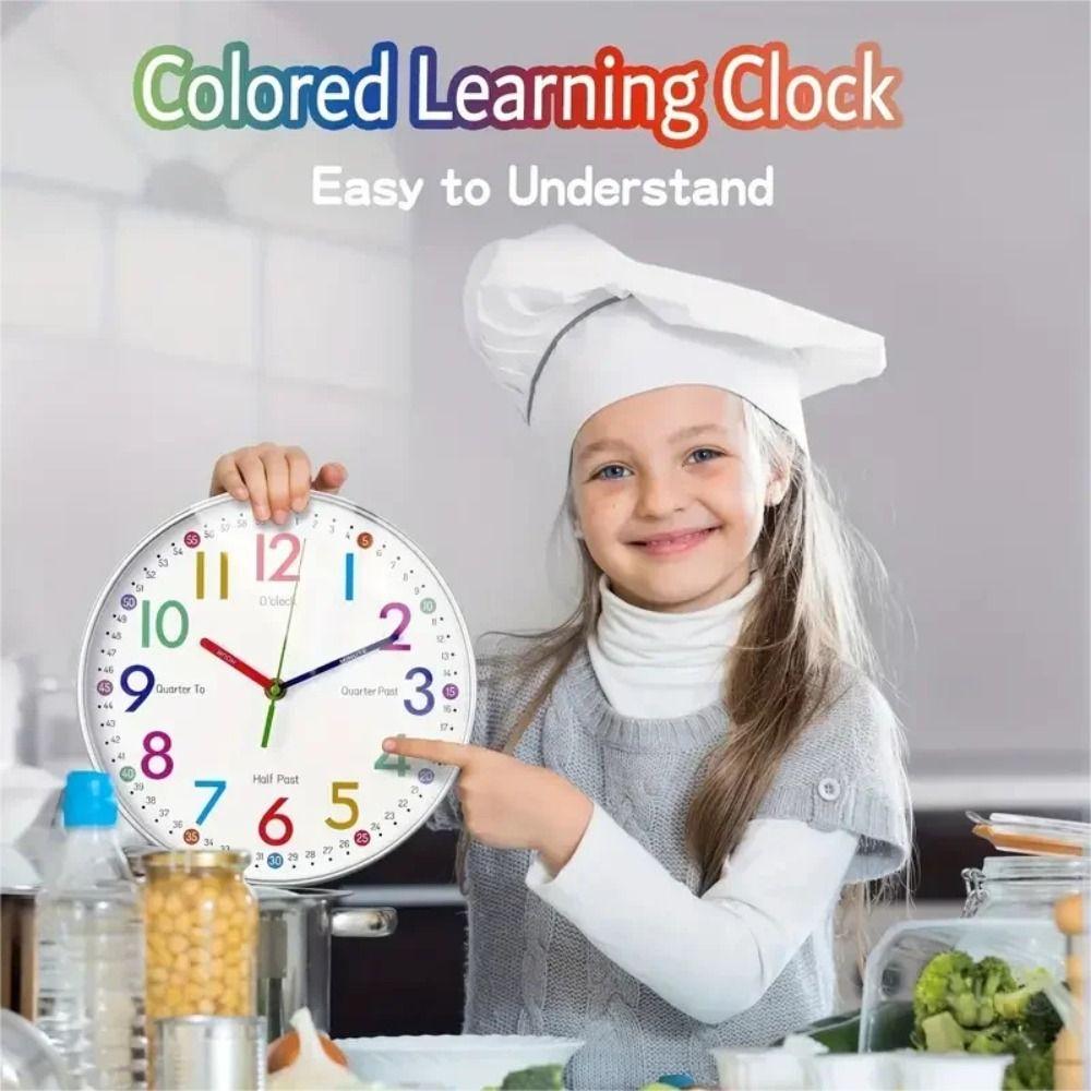 

10 inch Electronic Color Clock Punch-free Learning Clock Mute Early Education Wall Clock Home