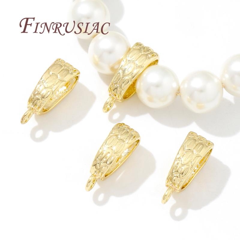 5/10pcs/lot 18K Gold Plated Pendant Connectors Bail Clasps Brass Pendants Clip Pinch For DIY Necklace Jewelry Making Supplies