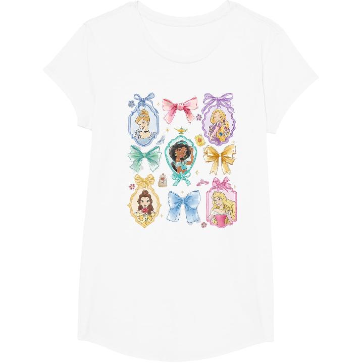 Disney Princess and Bows Watercolor Portraits Collage T-Shirt