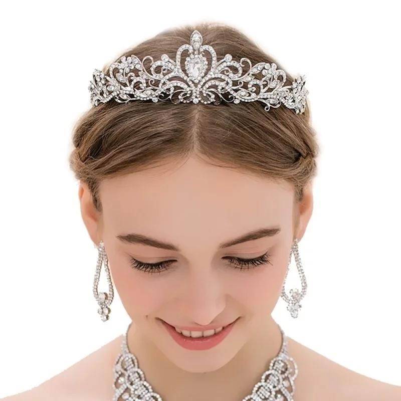 New Luxury Diamond Crown Bridal Wedding Water Diamond Crown Ladies' Elegant Adult Gift Princess Crown Girls' Jewelry Accessories