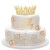 8Pcs Queen Crown Birthday Cake Topper for Women Rhinestone Crystal Tiara Wedding Happy Birthday Cake Decoration