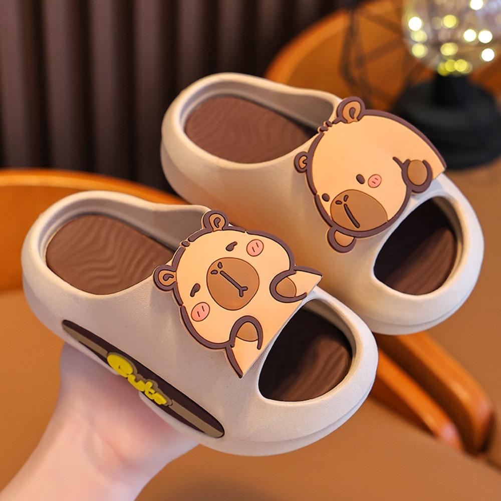 

Тапочки с изображением животных из мультфильмов на платформе, детские сандалии для ванной в виде мультфильмов, милые пляжные тапочки с изображением капибары EUR30-31