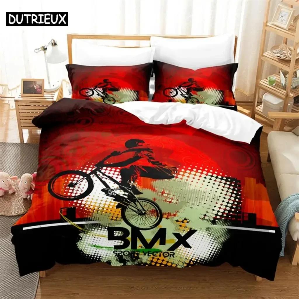 Motorcycle Poster Comfortable Duvet Quilt Cover Pillowcase Bedding Set Children Bedroom Decoration Home Textile