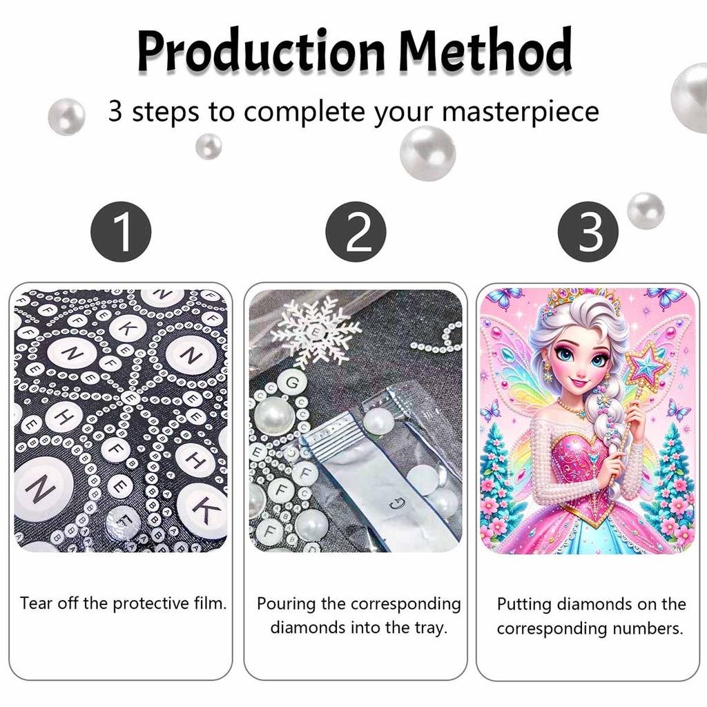 Disney Fairy Princess Pearl Painting Handmade Diy Pearl Art Painting Simple Living Room Hanging Painting Decoration