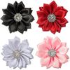 10 stk 4 cm satengbånd blomster skinnende rhinestone applikasjoner DIY bryllupshåndverk