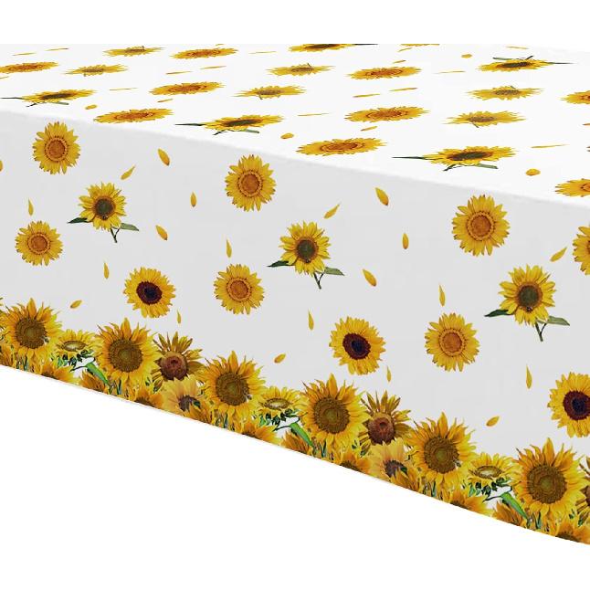 APOWBLS Sunflower Party Tablecloth Decorations, Disposable Sunflower Tablecloth for Birthday, Baby Shower, Bridal Shower, Vibrant Yellow Floral Theme
