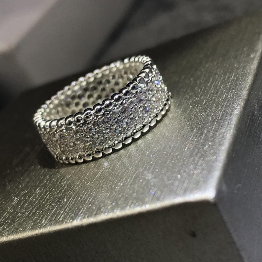 CNC Bead Edge Single Row Diamond Set Diamond Two-in-one Shining Small Waist Men and Women Stacked Ring