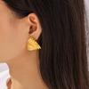 CARLIDANA Hot Selling Stainless Steel Jewelry Fashion Gold Plated Earrings Stripe Wrapped Triangular Square Earrings Women