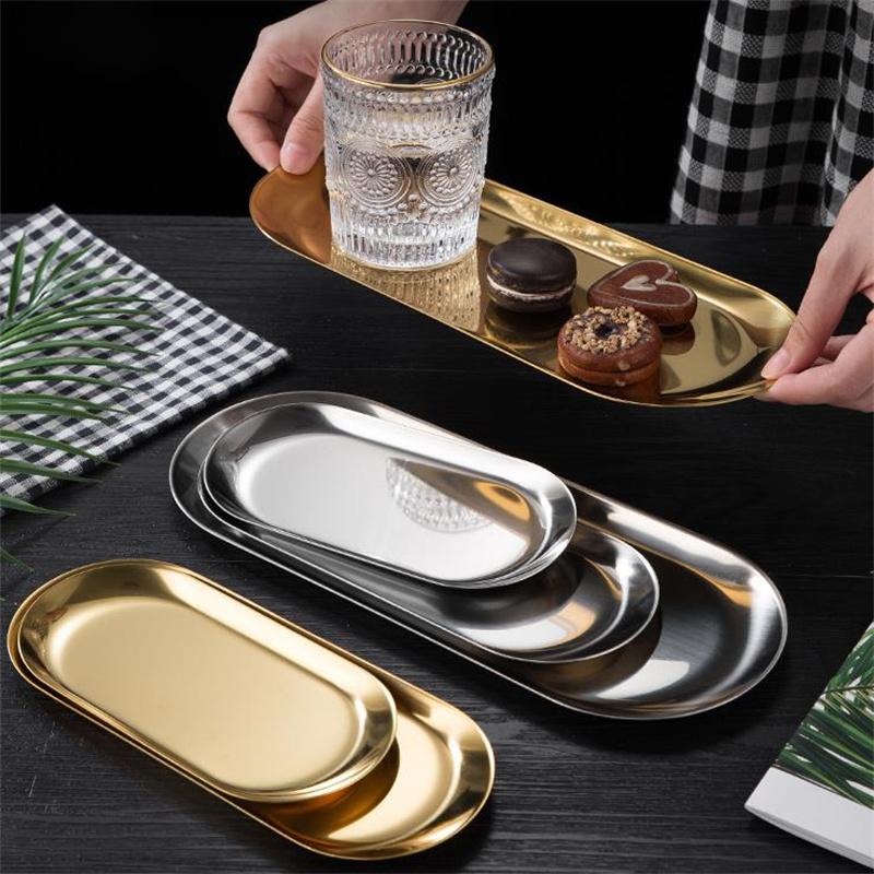 1/2/5PCS Gold Stainless Steel Nail Art Equipment Plate Doctor Surgical Dental Tray Jewelry Necklace Ring Storage Cosmetic Box