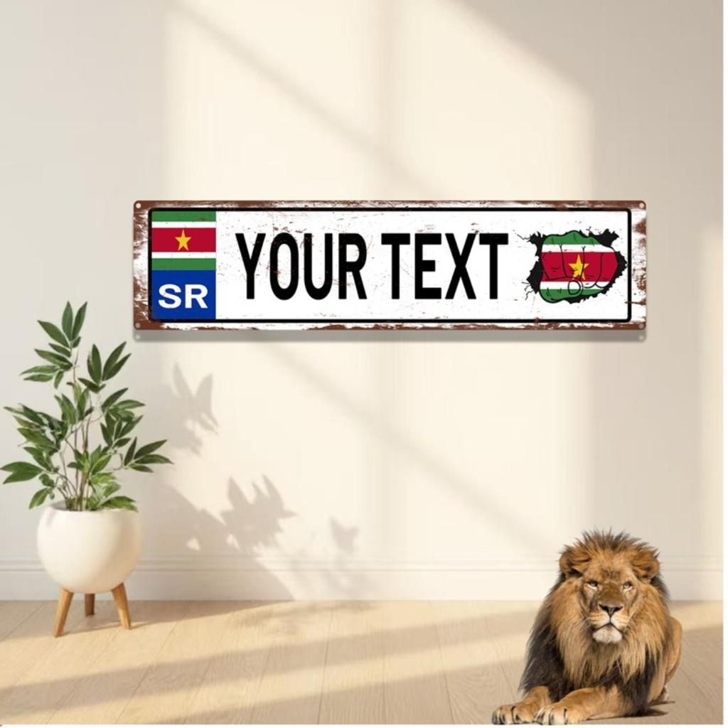 Personalized Suriname Metal Sign Waterproof Home Garage Wall Decor