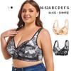 A-G Cup 36-52 Super Large Size Bra European and American Size No Steel Rim Vest Creative Printed Front Buckle Underwear
