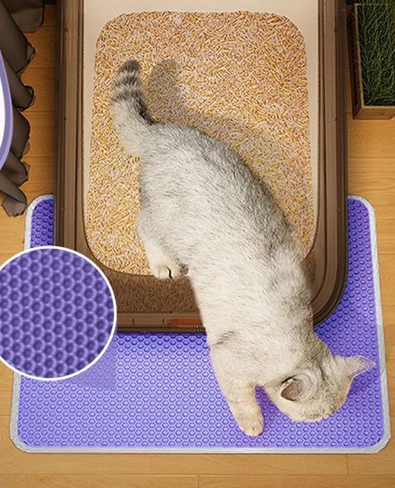 Double Layer Cat Litter Mat Waterproof Pet Toilet Cat Litter Trapping Mat Non Slip Double Layer Cats Litter Box Pad Pet Product
