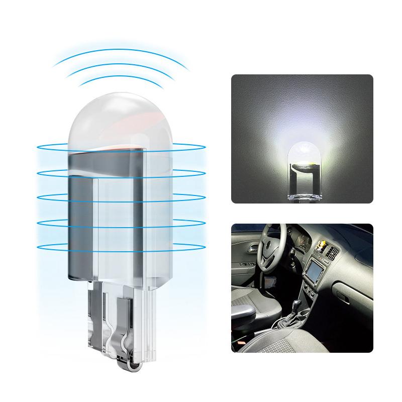 10Pcs T10 Car Light COB Glass 6000K White License Plate Lamp Dome Read DRL LED Bulb Style 12V Led Light for Auto Accessories