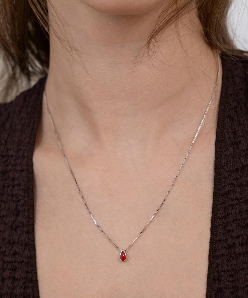 Tatiana (Silver 925) Mini Waterdrop Pendant Necklace Nz2516 Red